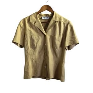 Jaeger Silk Top Khaki Womens Size Medium